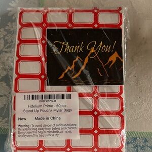 Stand Up Pouch Mylar Bags with labels - 50pcs